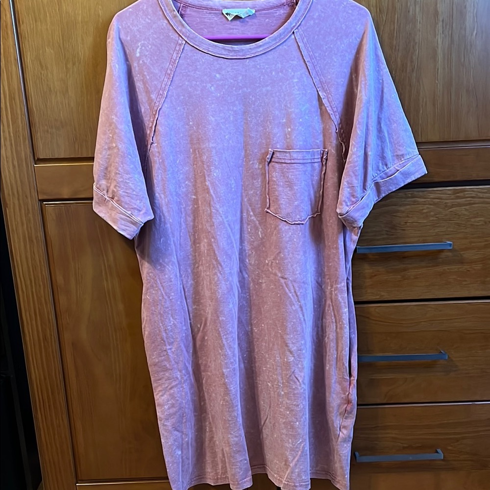 Pink T Shirt Dress Lightweight Fabric